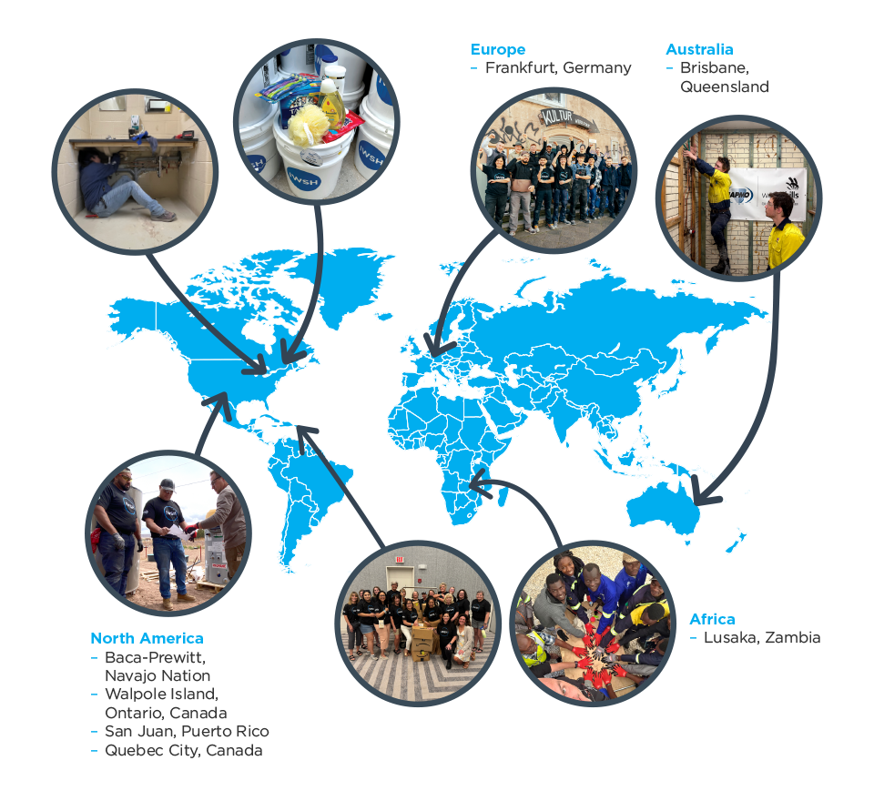 World Map showing 2025 IWSh project locations