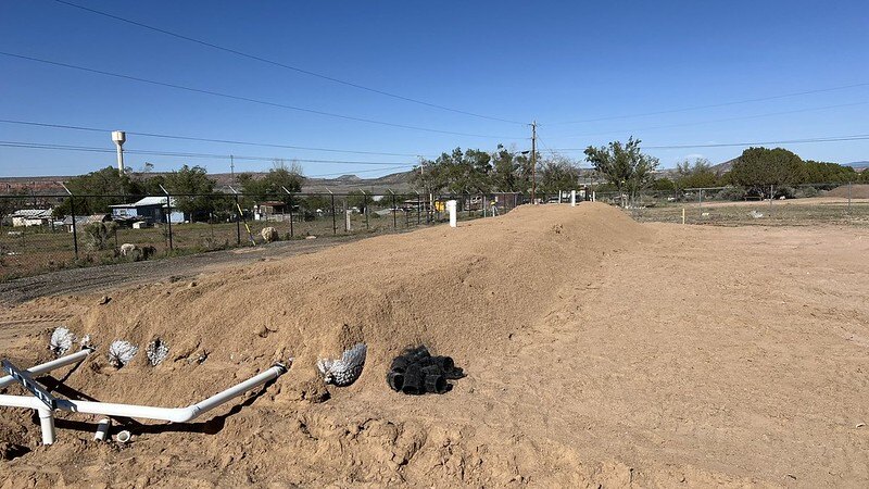 Pressurized mound septic system IWSH insalled on Navajo Nation