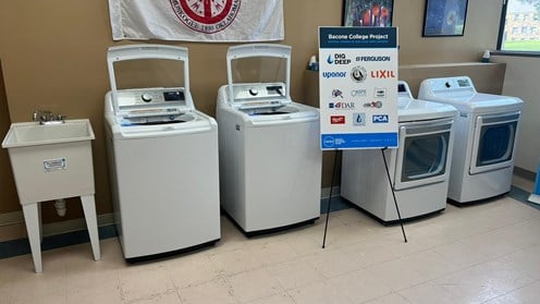 New laundry machines installed by IWSH at Bacone College